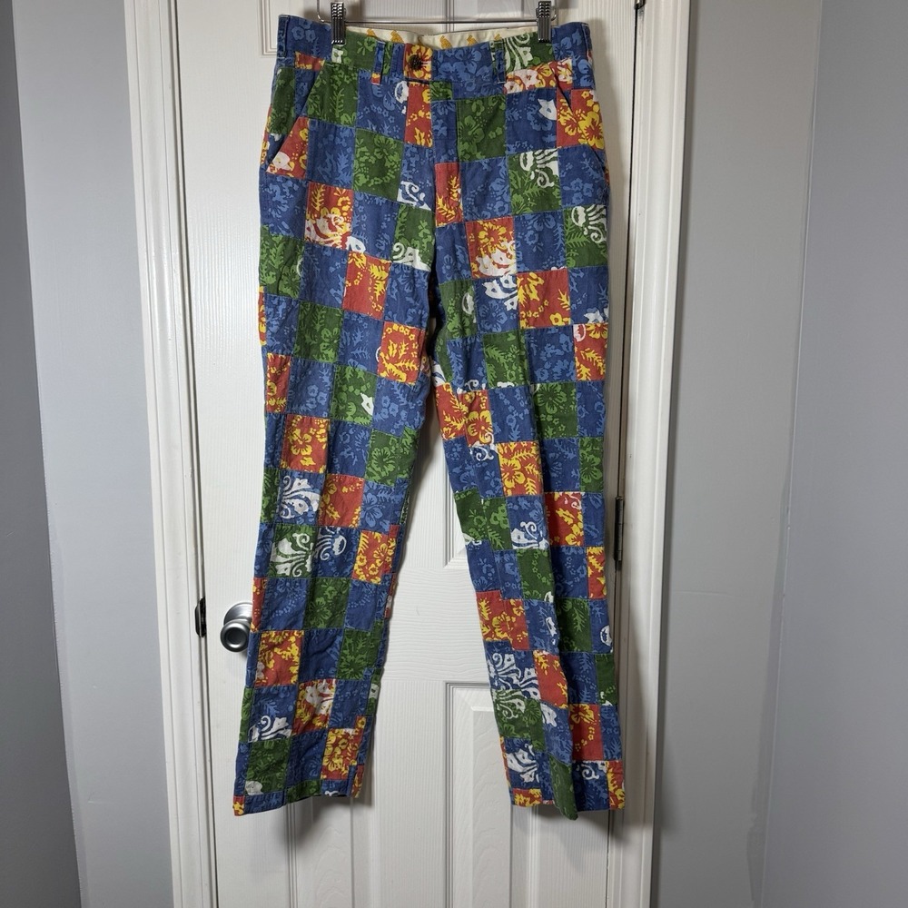 Loudmouth Golf Pants Mens 33x32 Hawaiian Floral Patchwork 100% Cotton